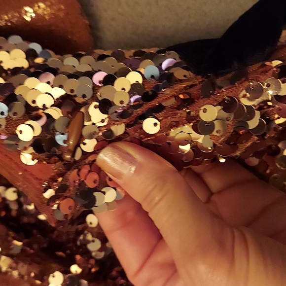 Free People NEW Tribeca Gold Sequin Mini Party Dress Size 2 - Picture 9 of 12